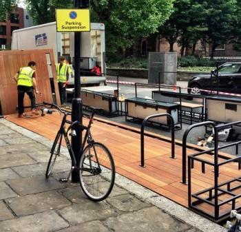 Parklet being built