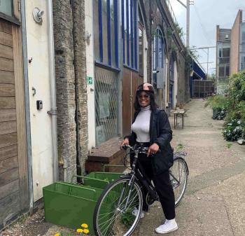 Staff member on Zero Emissions Network funded pool bike cycling again after 15 years